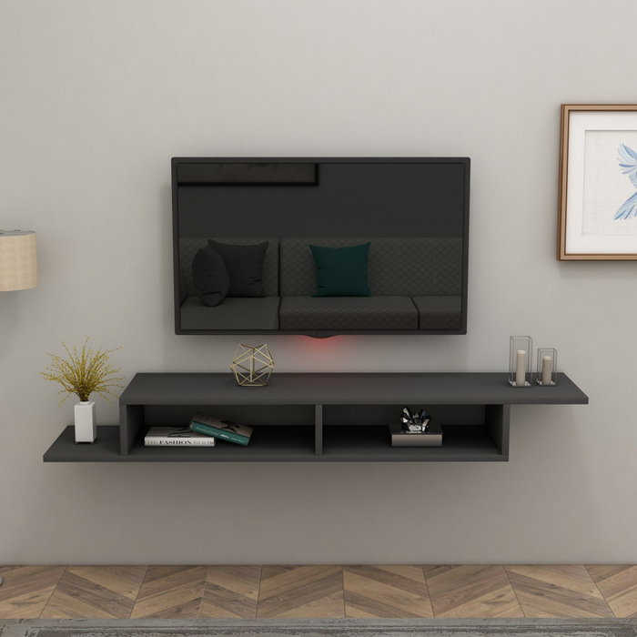 Hanah Home Muson Soporte TV Antracita, Ancho 120 cm, Profundidad 29.6 cm, Altura 18.2 cm, Tablero Partículas Melamina 18mm